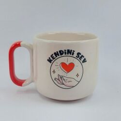 KENDİNİ SEV - ARYA ÇAY FİNCANI - KIRMIZI SAP - 