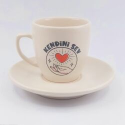 KENDİNİ SEV-KLASİK TÜRK KAHVESİ FİNCANI - TRANSPARAN - 