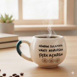 KENDİNİ SULAMAYA VAKİT AYIRIRSAN - BALON KUPA - YEŞİL SAP - 