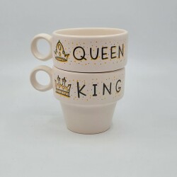 KING & QUEEN-İKİLİ ESPRESSO BARDAĞI - TRANSPARAN - 