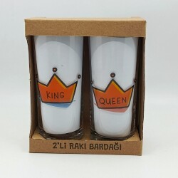 KING & QUEEN-İKİLİ RAKI BARDAĞI - ŞEFFAF - 