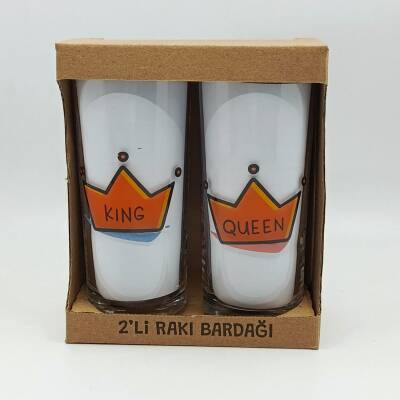 KING & QUEEN-İKİLİ RAKI BARDAĞI - ŞEFFAF - 1