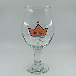 KİNG-TAÇLI-CAM BİRA BARDAĞI - ŞEFFAF - 