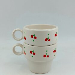 KİRAZ PATTERN-İKİLİ ESPRESSO BARDAĞI - TRANSPARAN - 