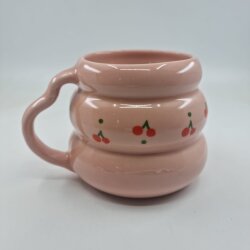 KİRAZ PATTERN-KOVAN KUPA - PEMBE SAP PEMBE GÖVDE - 