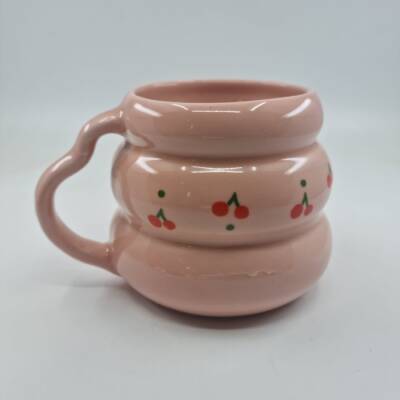 KİRAZ PATTERN-KOVAN KUPA - PEMBE SAP PEMBE GÖVDE - 1