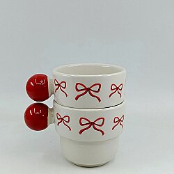 KIRMIZI EL ÇİZİMİ KURDELE-İKİLİ PUNTO ESPRESSO - KIRMIZI SAP - 