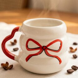 KIRMIZI EL ÇİZİMİ KURDELE-KOVAN KUPA - KIRMIZI SAP - 