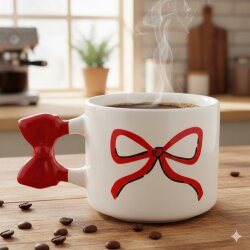 KIRMIZI EL ÇİZİMİ KURDELE-KURDELE KUPA - KIRMIZI SAP - 