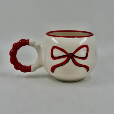 KIRMIZI EL ÇİZİMİ KURDELE-PUF KUPA - KIRMIZI SAP KIRMIZI TURNET - 1