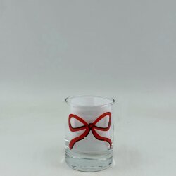 KIRMIZI EL ÇİZİMİ KURDELE-SHOT BARDAĞI - ŞEFFAF - 