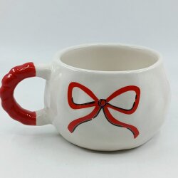 KIRMIZI EL ÇİZİMİ KURDELE-TONTİK KUPA - KIRMIZI SAP - 