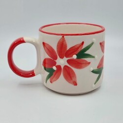 KIRMIZI FIRÇA DARBELİ ÇİÇEK - 3D-D KUPA - 3D - 