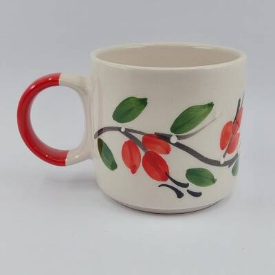 KIRMIZI FIRÇA DARBELİ ÇİÇEK - 3D-D KUPA - KIRMIZI SAP - 1