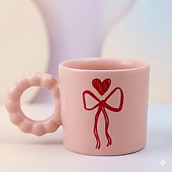 KIRMIZI KALP KURDELE-PRENSES KUPA - PEMBE GÖVDE PEMBE SAP - 