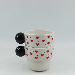 KIRMIZI KALP SİYAH BENEK-İKİLİ PUNTO ESPRESSO - SİYAH SAP - 