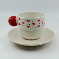 KIRMIZI KALP SİYAH BENEK-PUNTO FİNCAN - KIRMIZI SAP - 