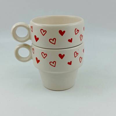 KIRMIZI KALPLER SARMAL-İKİLİ ESPRESSO BARDAĞI - TRANSPARAN - 1