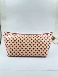 KIRMIZI KALPLER SARMAL-MAKYAJ ÇANTASI - TEKLİ - 