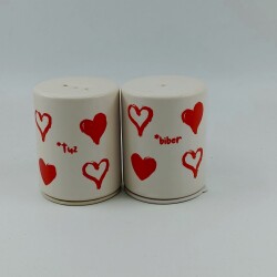 KIRMIZI KALPLER SARMAL-SİLİNDİR SERAMİK TUZLUK - TRANSPARAN - 