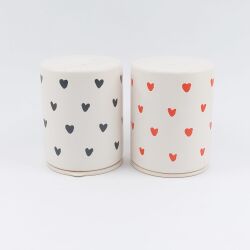 KIRMIZI KALPLER SARMAL & SİYAH KALPLER SARMAL-SİLİNDİR SERAMİK TUZLUK & BİBERLİK - SİLİNDİR SERAMİK TUZLUK & BİBERLİK - 