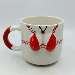 KIRMIZI KALPLİ KOLYE - 3D-3D KABARTMA KUPA - BEREKET KUPA - 