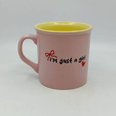 KIRMIZI KURDELE IM JUST A GİRL-İDA KUPA - PEMBE SAP PEMBE GÖVDE SARII İÇ - 1