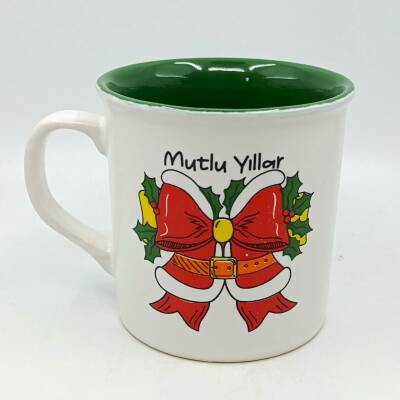 KIRMIZI KURDELE MUTLU YILLAR-İDA KUPA - TRANSPARAN SAP TRANSPARAN GÖVDE YEŞİL İÇ - 1