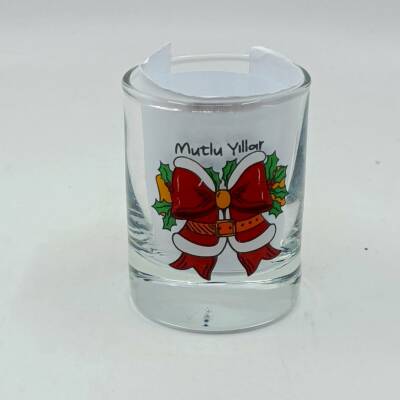 KIRMIZI KURDELE MUTLU YILLAR-SHOT BARDAĞI - ŞEFFAF - 1