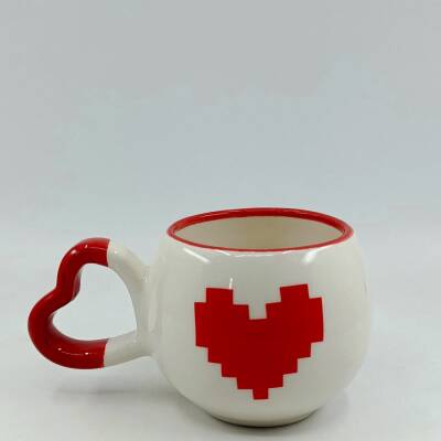 KIRMIZI PİKSEL KALPLER-AMOUR KUPA - KIRMIZI SAP KIRMIZI TURNET - 1