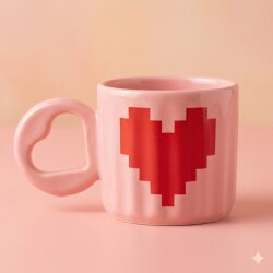 KIRMIZI PİKSEL KALPLER-EROS KUPA - PEMBE SAP PEMBE GÖVDE - 