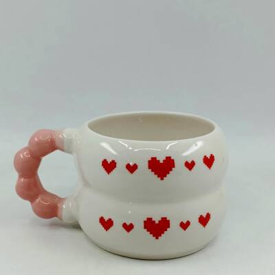 KIRMIZI PİKSEL KALPLER-HARMONİ KUPA - PEMBEE SAP - 1