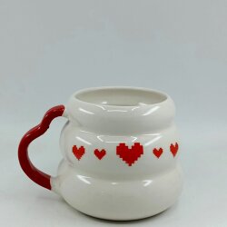 KIRMIZI PİKSEL KALPLER-KOVAN KUPA - KIRMIZI SAP - 