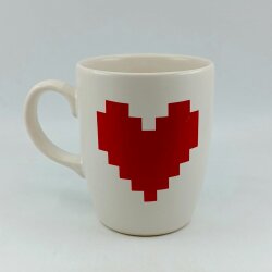 KIRMIZI PİKSEL KALPLER-OVAL KUPA - TRANSPARAN SAP - 