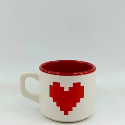 KIRMIZI PİKSEL KALPLER-VENUS KUPA - KIRMIZI İÇ - 1