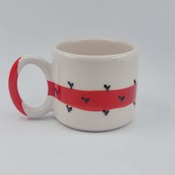 KIRMIZI ŞERİTLİ SİYAH KALPLER - 3D-ÖZEL FORM - 3D - 