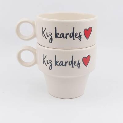 KIZ KARDEŞ KALP-İKİLİ ESPRESSO BARDAĞI - TRANSPARAN - 1