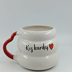 KIZ KARDEŞ KALP-KOVAN KUPA - KIRMIZI SAP - 