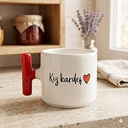 KIZ KARDEŞ KALP-T KUPA - KIRMIZI SAP - 