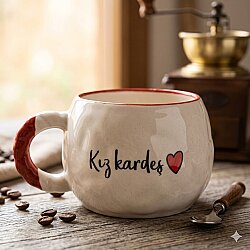 KIZ KARDEŞ KALP-TONTİK KUPA - KIRMIZI SAP - 