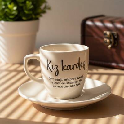 KIZ KARDEŞ-KLASİK TÜRK KAHVESİ FİNCANI - TRANSPARAN - 1