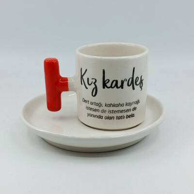 KIZ KARDEŞ-T TÜRK KAHVESİ FİNCANI - TURUNCU SAP - 1