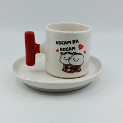 KOCAM DA KOCAM-T TÜRK KAHVESİ FİNCANI - KIRMIZI SAP - 