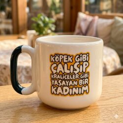 KÖPEK GİBİ ÇALIŞIP - ARYA ÇAY FİNCANI - YEŞİL SAP - 