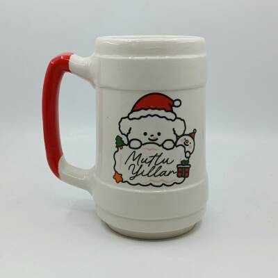 KÖPEKÇİK MUTLU YILLAR-SERAMİK BİRA BARDAĞI - KIRMIZI SAP - 1