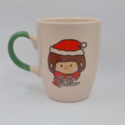 KÜÇÜK KIZ MUTLU YILLAR-OVAL KUPA - YEŞİL SAP - 