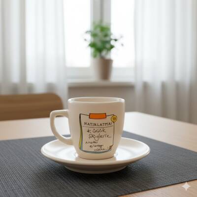 KÜÇÜK ŞEYLERLE MUTLU OLMAYI DENE-KLASİK TÜRK KAHVESİ FİNCANI - TRANSPARAN - 1