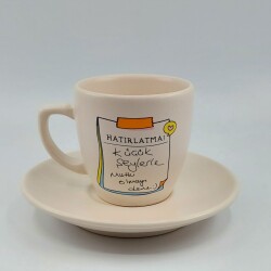 KÜÇÜK ŞEYLERLE MUTLU OLMAYI DENE-KLASİK TÜRK KAHVESİ FİNCANI - TRANSPARAN - 