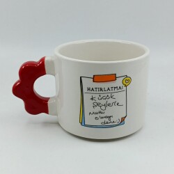 KÜÇÜK ŞEYLERLE MUTLU OLMAYI DENE-PAPATYA KUPA - KIRMIZI SAP - 