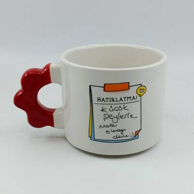 KÜÇÜK ŞEYLERLE MUTLU OLMAYI DENE-PAPATYA KUPA - KIRMIZI SAP - 1